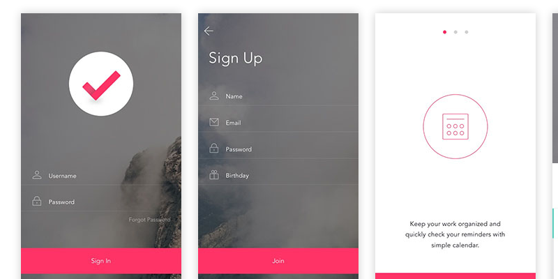 Photoshop & Sketch Free To-do App UI Kit | Bypeople