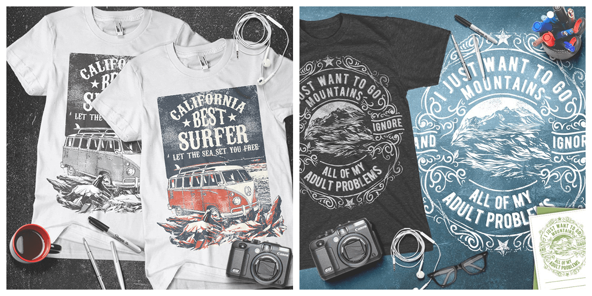 100 Vector T-shirt Designs. Extended License! | Bypeople
