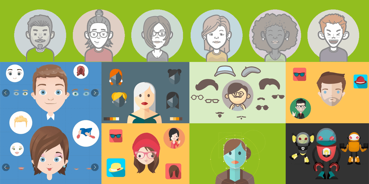 Avatar Icon Creator Pack: Build your Own Vector Character in Illustrator
