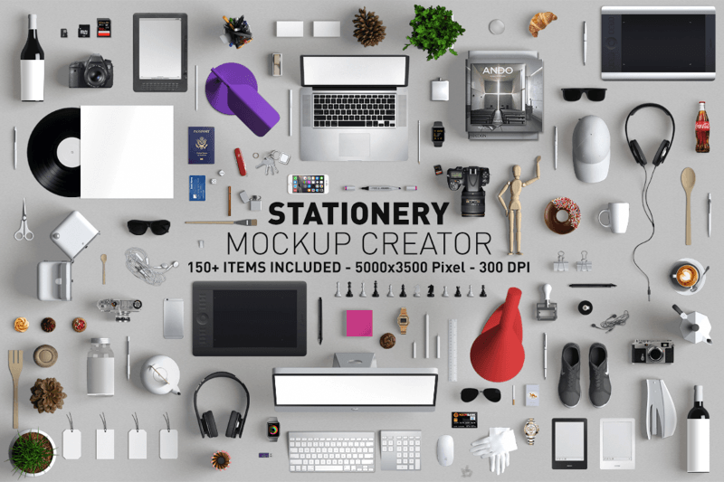 150+ Top View Scene Creation Isolated Objects – Desk & Office | Bypeople