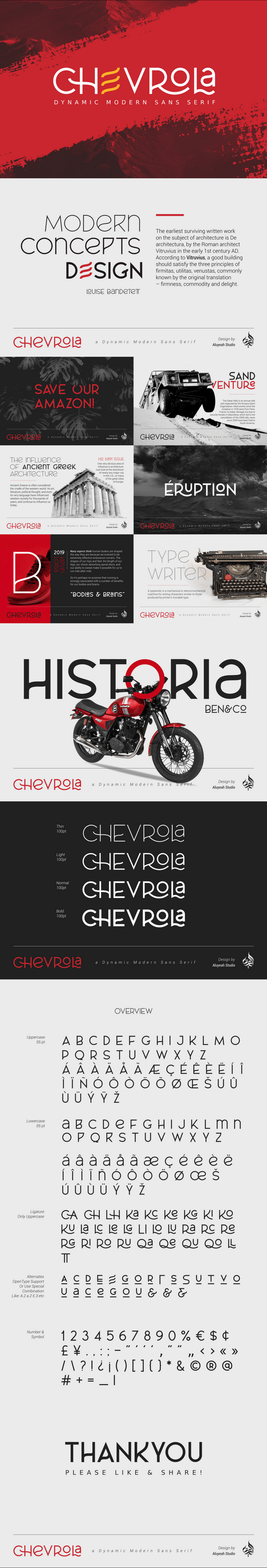 Chevrola Dynamic Modern Sans Serif Font Otf Ttf Bypeople