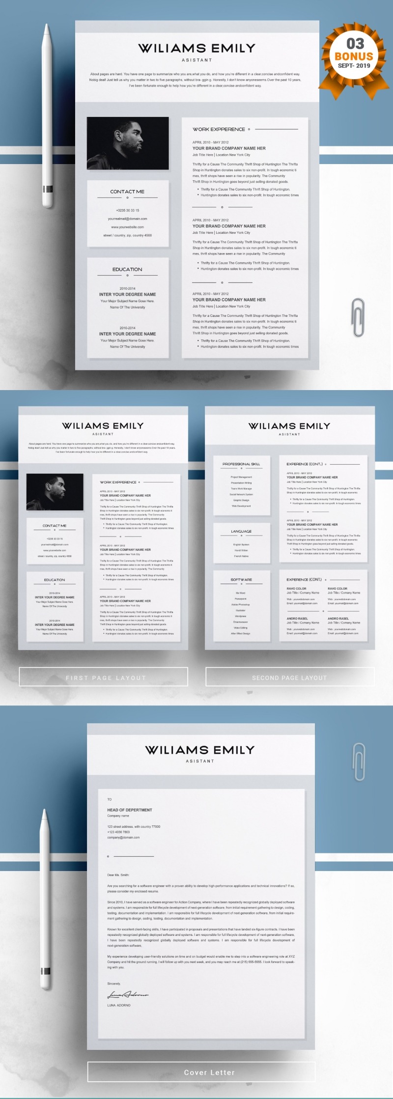 100 CV/Resume – Modern & Unique Layouts, Files in EPS, PSD, DOCX & Apple Pages | Bypeople