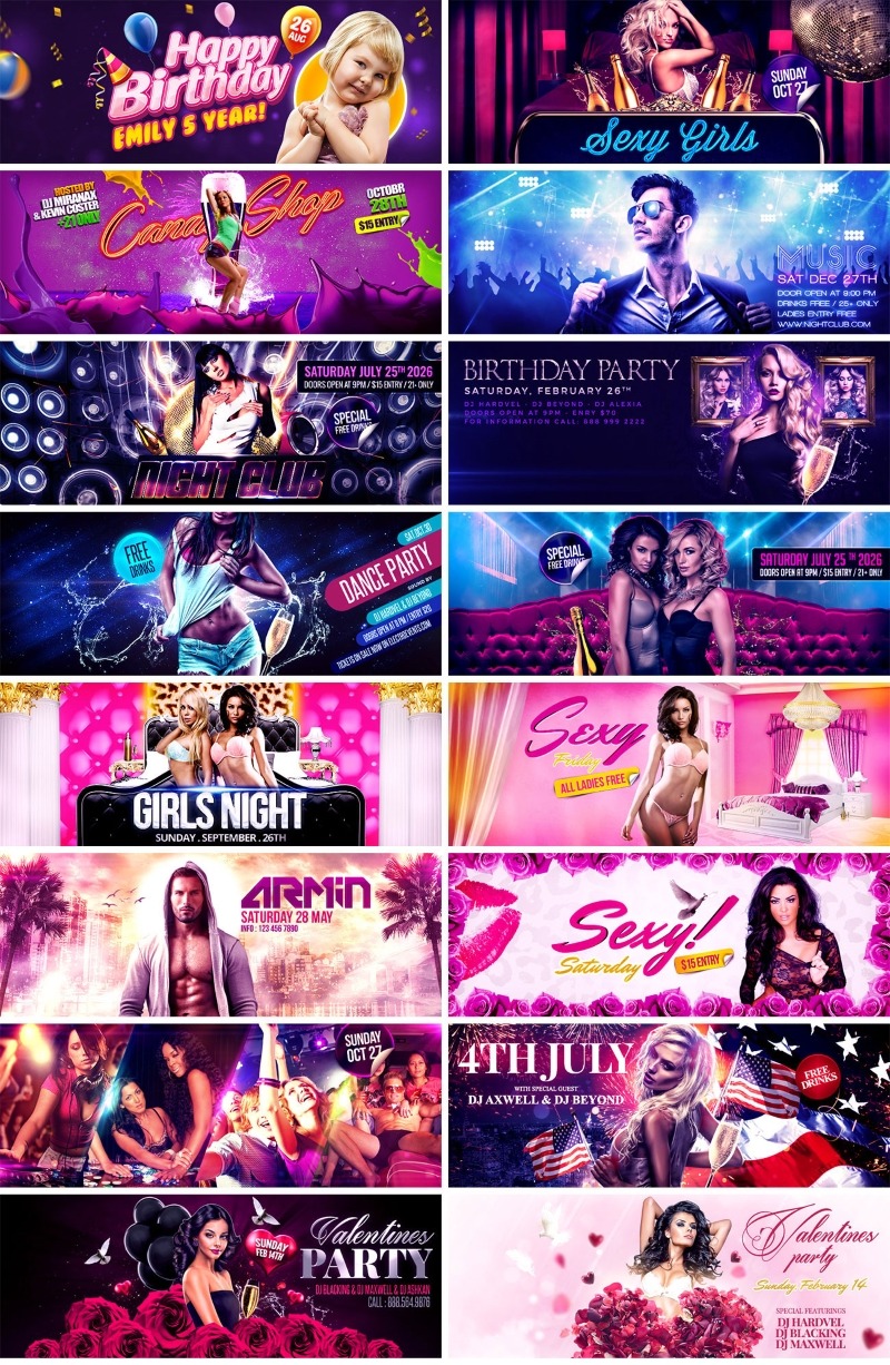 Girls Night Party Flyer PSD