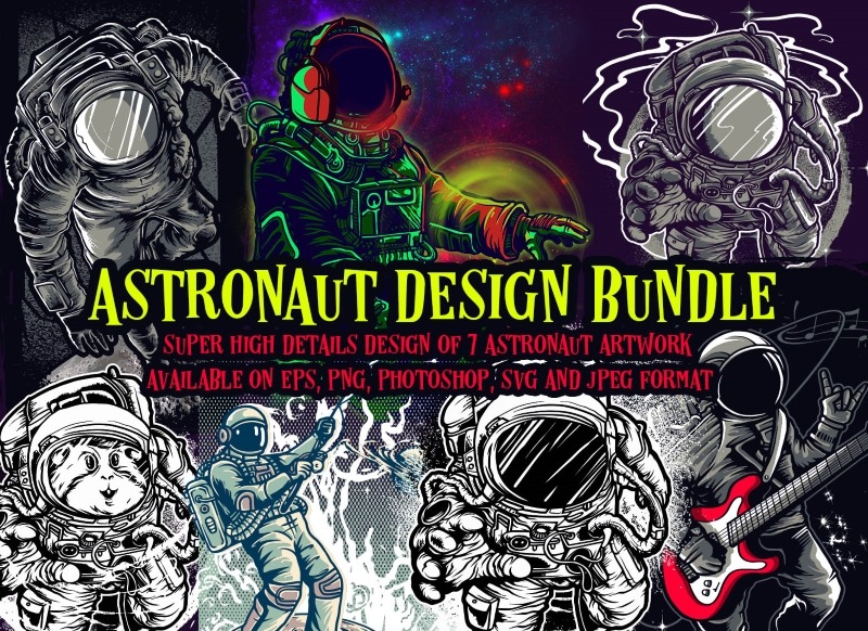 Vector T-Shirt Designs Pack – Astronauts, Mythology, Animals & More