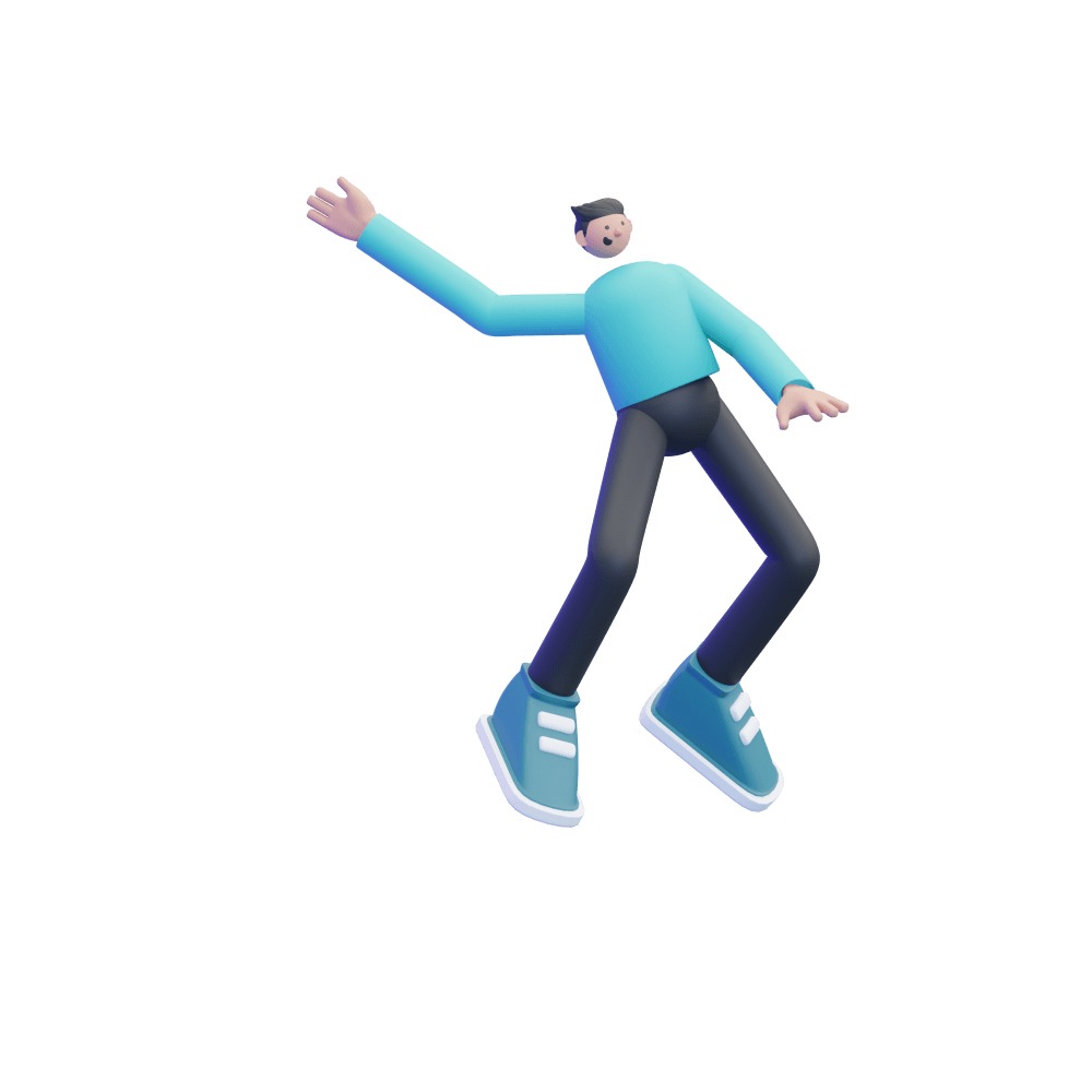 3d illustration of a male 3d character flying
