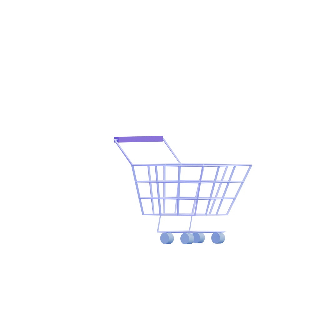 3d illustration of an empty shopping cart