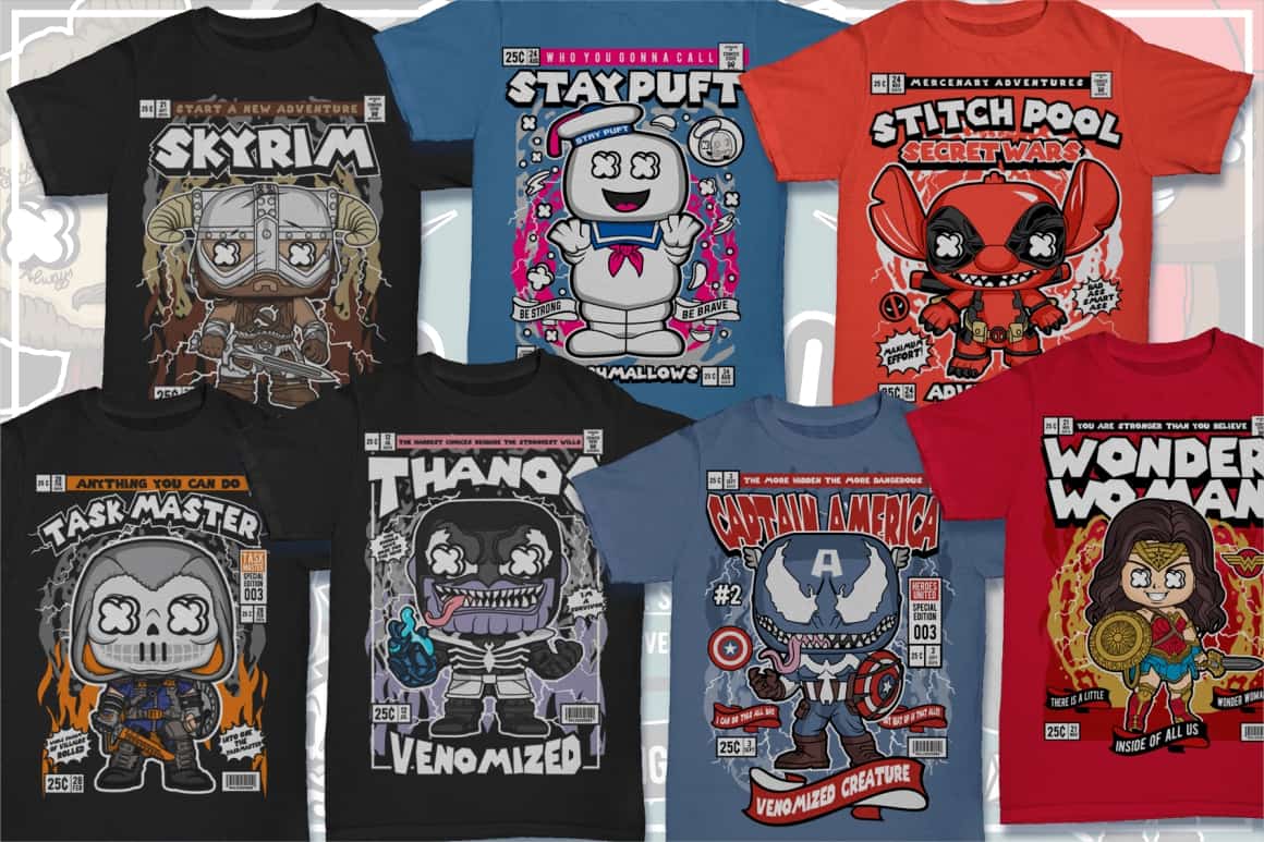 Cartoon T-Shirt Designs Pack | Bypeople