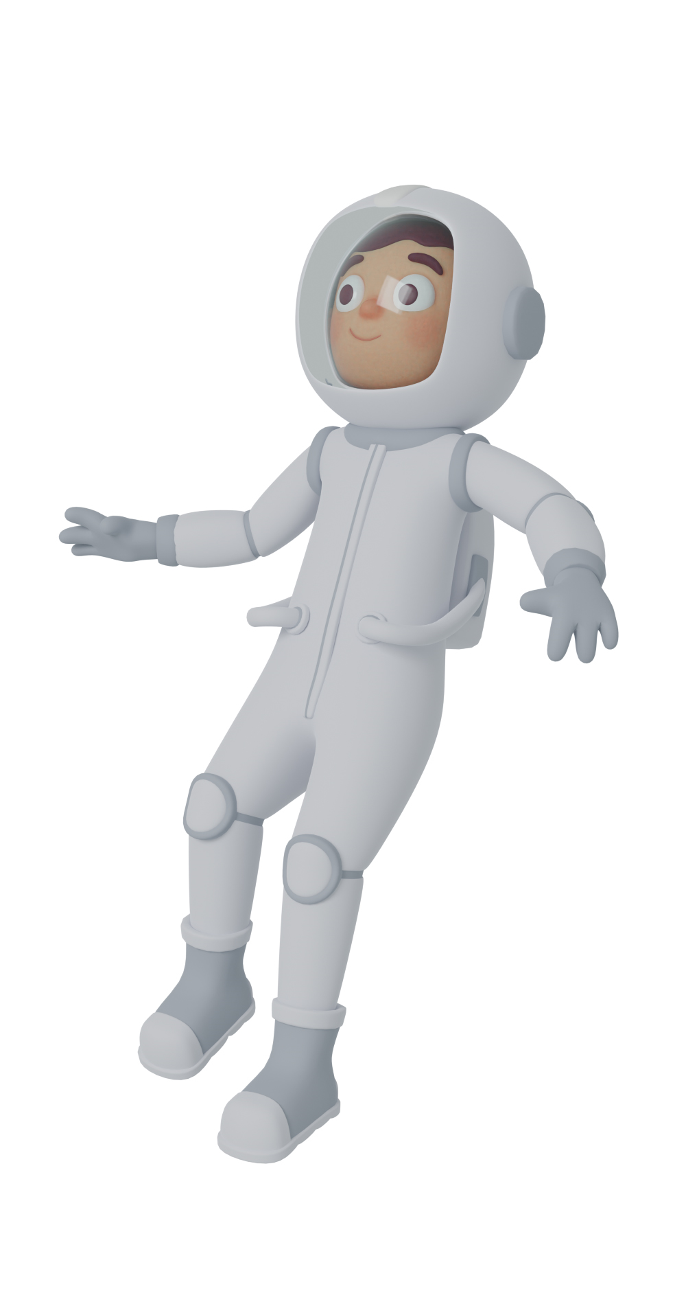 3d character design of an astronaut floating