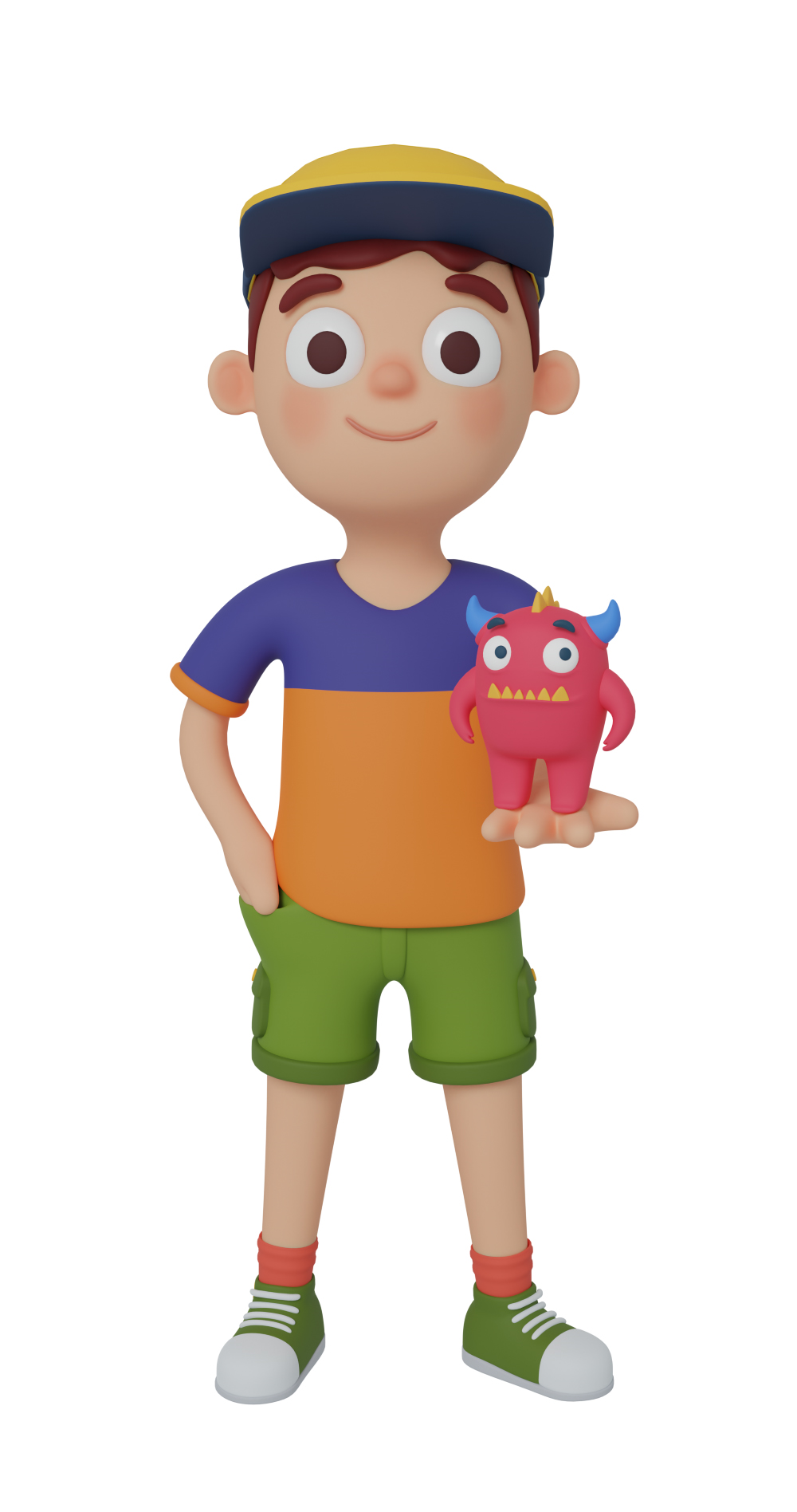 3d character design of a boy standing up