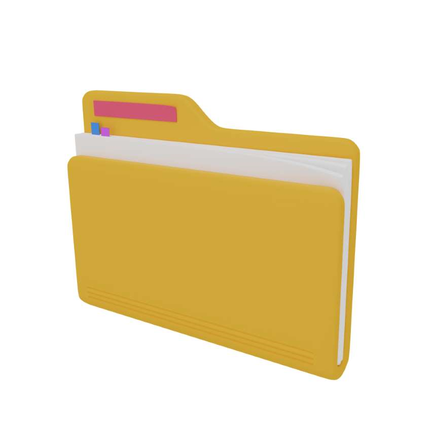3d folder icon of a standard yellow folder