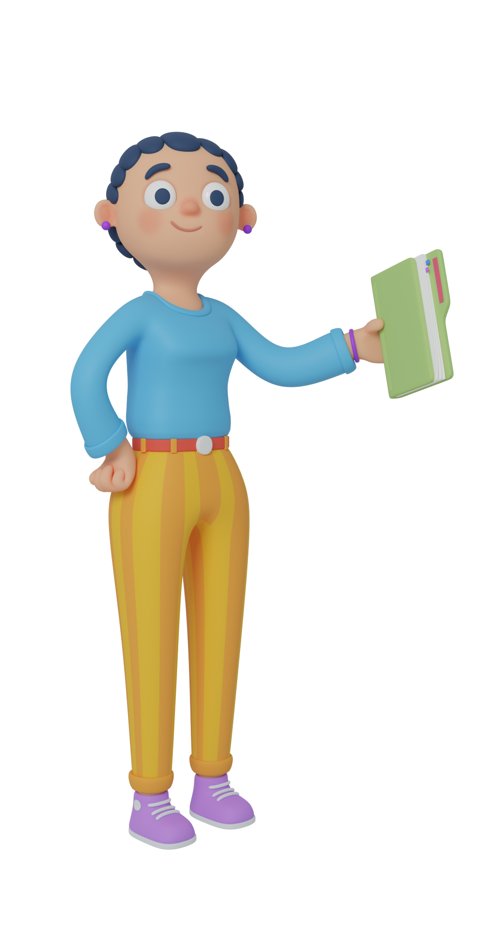 3d character design of a woman with short hair