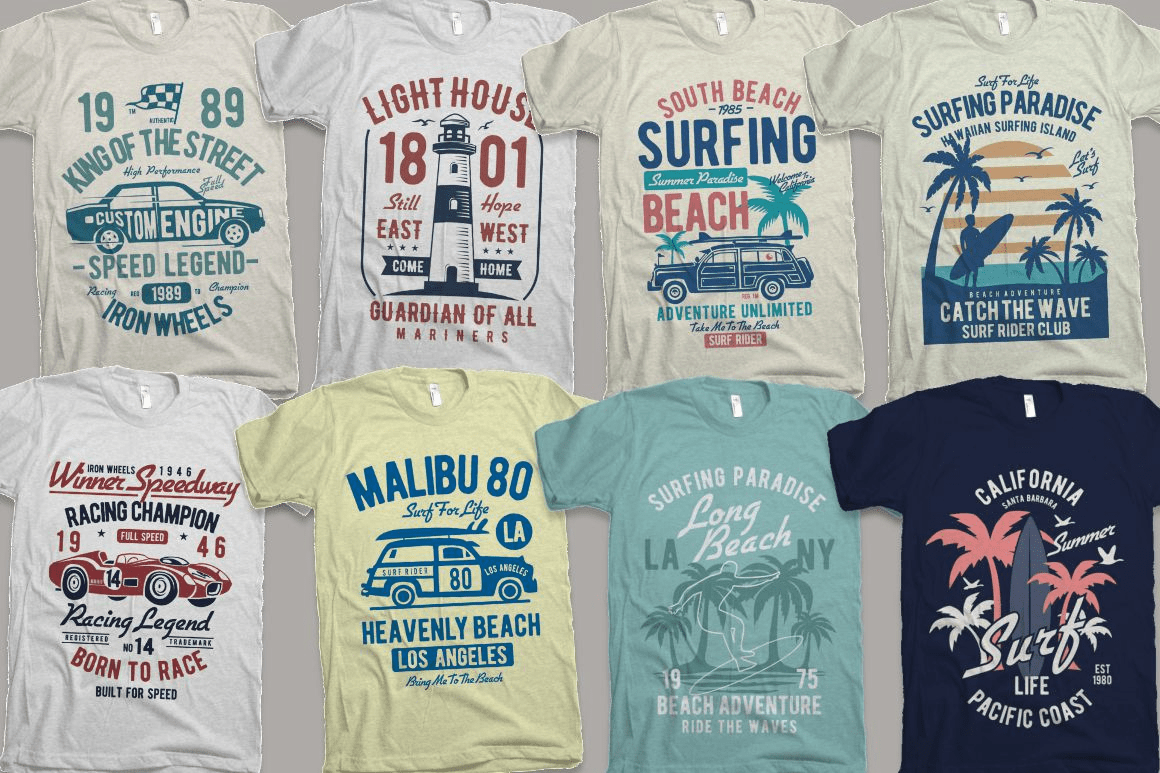 Vintage T-Shirts Bundle - 200 Print Ready T-Shirt Designs