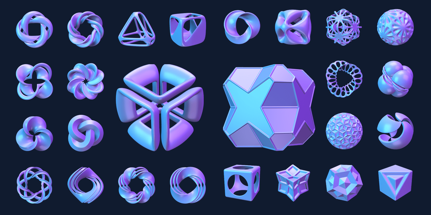 3D Shapes PNG & WebP Bundle - 100 Abstract Shapes, Deals ByPeople