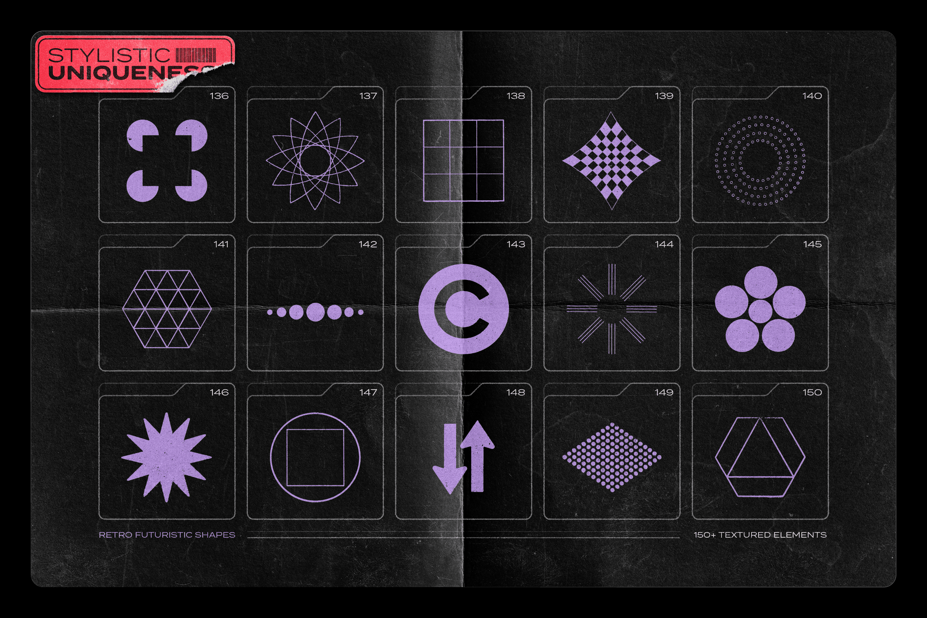 Sci fi geometric stickers futuristic shapes Vector Image